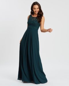 Lace Bateau In Teal Green