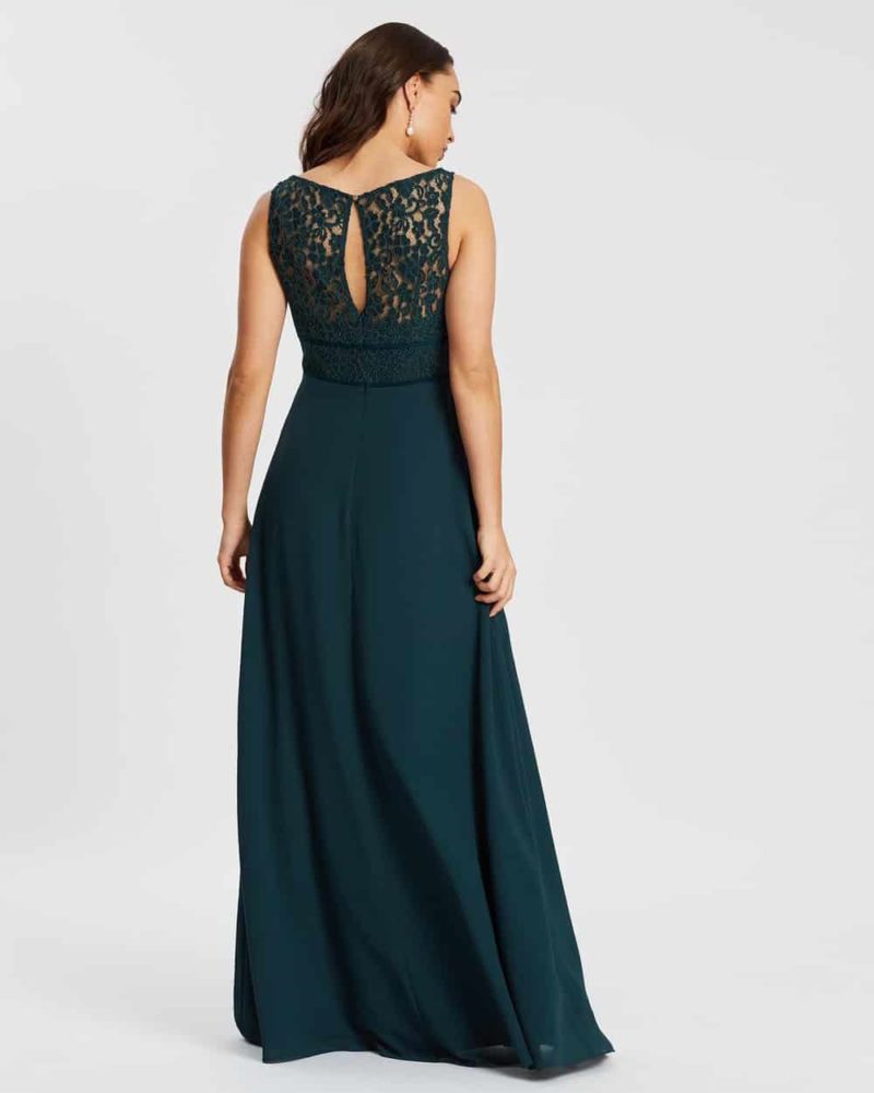 Lace Bateau In Teal Green