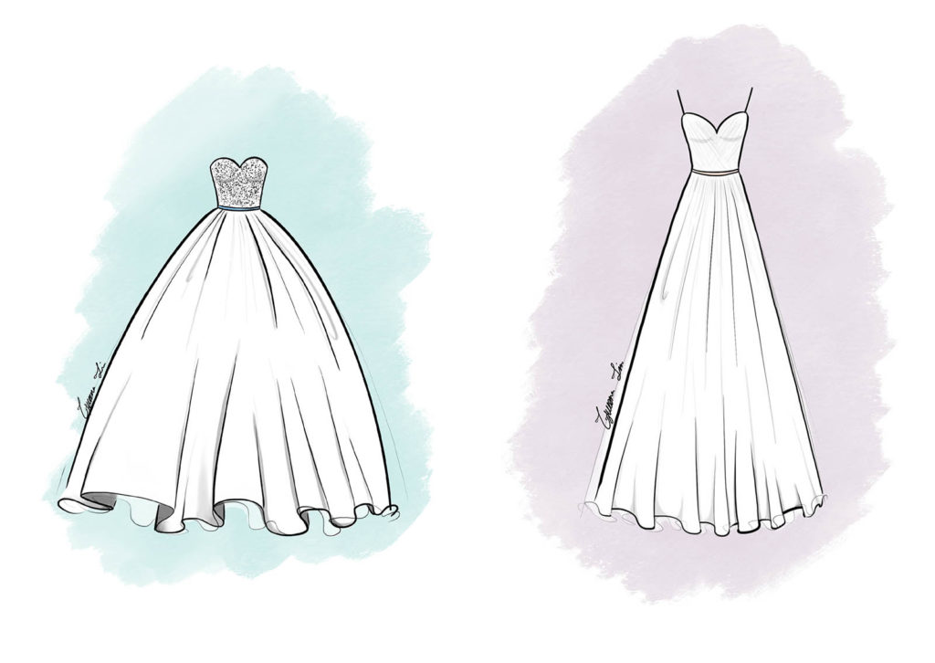 ball gown (left) vs a line (right)